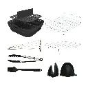 Air Fryer Accessories 8 pcs Set - Square Airfryer Silicone Liners, Rack, Skewer, Tongs & Oven Mitts for 10 Inch Fryers, Easy use with Cosori & Ninja- by HappiNest