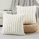 HappiNest Faux Rabbit Fur Square Cushion Cover Big Thick Striped Super Soft Solid Color Pillow Cover 45x45cm Sofa Decor Cushion Cover
