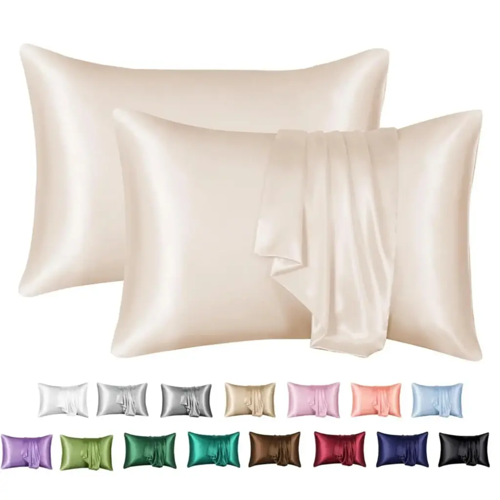 HappiNest 2 Pack Satin Pillowcase for Hair and Skin Super Soft and Cooling Similar to Silk Pillow Cases with Envelope Closure Home Textile
