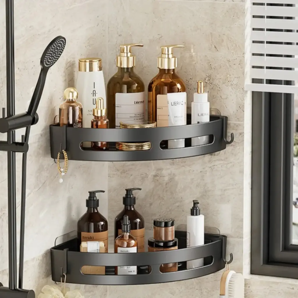 HappiNest 1/2/3pcs Adhesive Bathroom Shampoo Holder Shower Caddy Shelves Storage No Drill Shelf Corner Towel Holder Shelves for Bathroom 